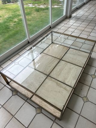 Mesa de centro cristal y mármol