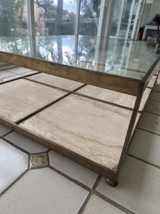 Mesa de centro cristal y mármol