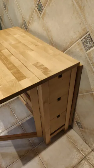 Mesa abatible Ikea Norden madera maciza abedul