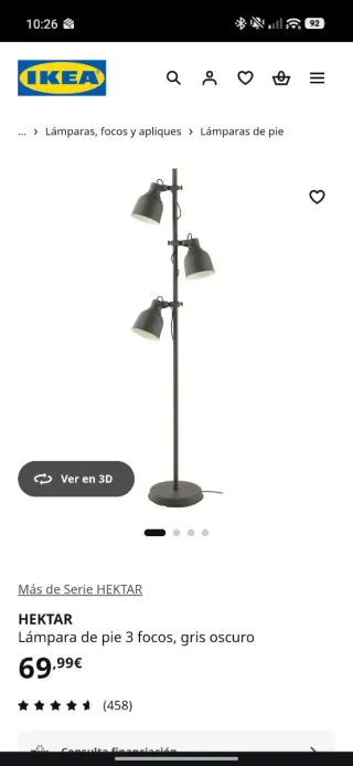 Lámpara de pie moderna 3 focos