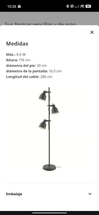 Lámpara de pie moderna 3 focos