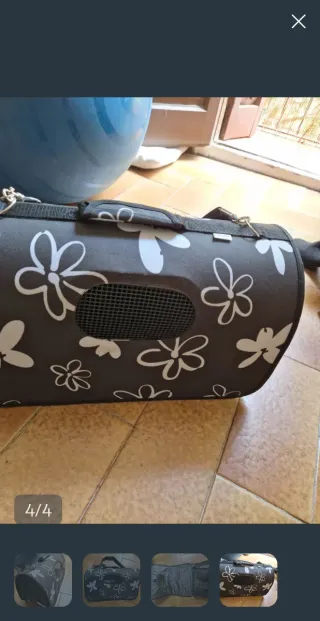 Transportín Plegable Mascotas Negro/Blanco