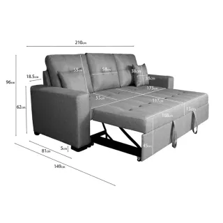 Sofá Cama Gris Tela