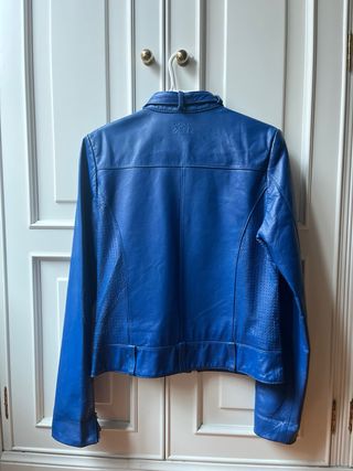 Cazadora Biker Piel Azul