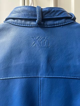 Cazadora Biker Piel Azul