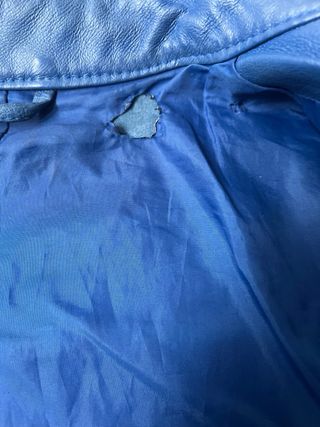 Cazadora Biker Piel Azul