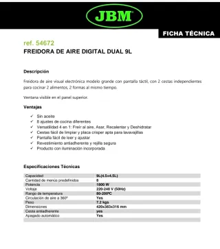 Freidora de Aire Doble JBM