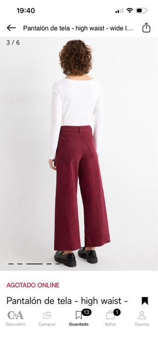 Pantalón C&A High Wide Leg burdeos