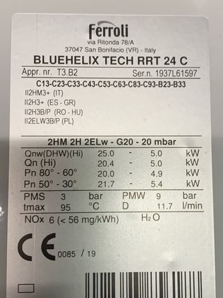 Caldera Ferroli LEER DESCRIPCION