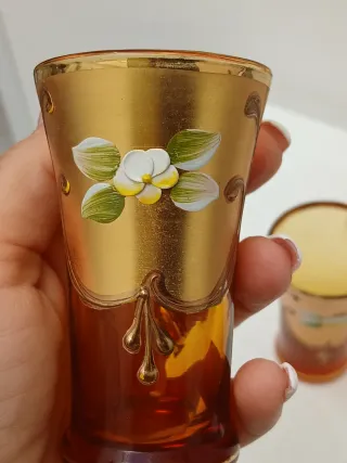 Set 4 Bicchieri Murano Vintage Oro Arancio