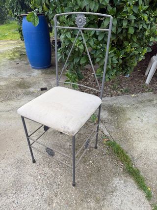 6 Sillas Hierro Forja Exterior Beige/Gris