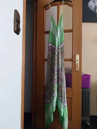 Vestido largo verano verde y morado
