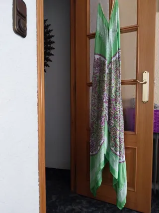 Vestido largo verano verde y morado