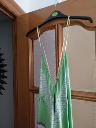 Vestido largo verano verde y morado