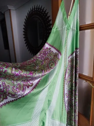 Vestido largo verano verde y morado