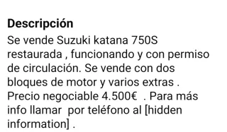 Suzuki Katana 750S + piezas