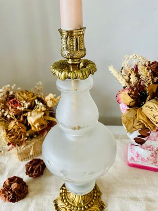 Candelabro Vintage Cristal y Bronce