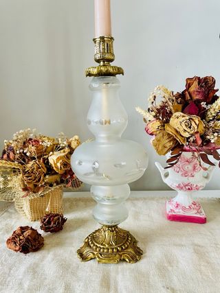 Candelabro Vintage Cristal y Bronce