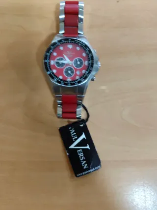 Reloj Paul Versan Caballero Acero Rojo , nuevo
