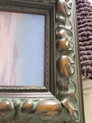 Cuadro óleo playa con marco