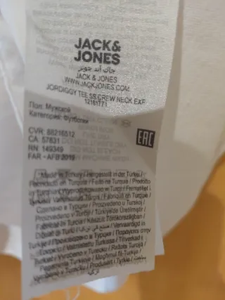 Camiseta Jack & Jones Blanca Talla XL