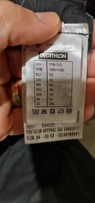 Pantalón Montagna Decathlon Nero Taglia 48-52