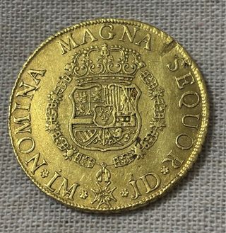 FERNANDO VI 8 ESCUDOS LIMA JD DEL AÑO 1754.