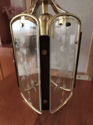 Lámpara colgante cristal y madera