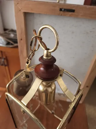 Lámpara colgante cristal y madera