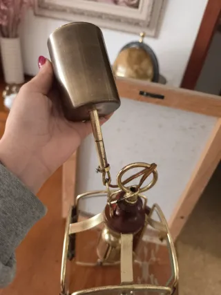 Lámpara colgante cristal y madera