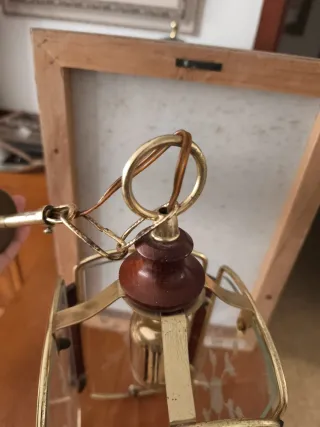 Lámpara colgante cristal y madera