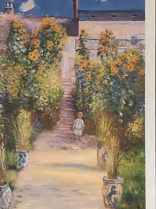 Quadro con girasoli e bambini, Olio su tela