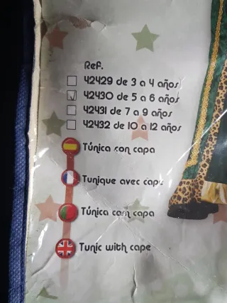 Disfraz Rey Mago Talla 5-6 años