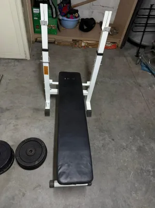 Panca piana e pesi palestra