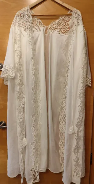Camisón y salto de cama antiguo encaje