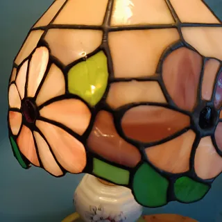 Lámpara Tiffany Flores Cristal y latón (leer)