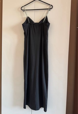 Abito lungo nero con strass