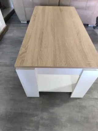 Mesa de centro elevable madera y blanca