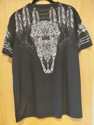 Camiseta Zara Man Estampado Rosas y Plumas