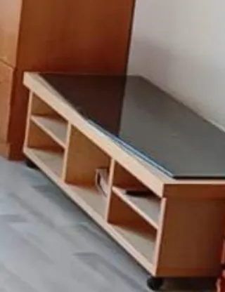 Mueble TV madera y cristal