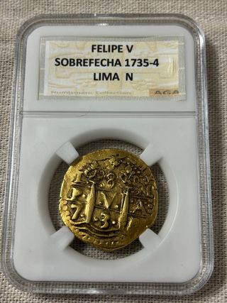 FELIPE V 8 ESCUDOS LIMA N SOBREFECHA 1735-4.