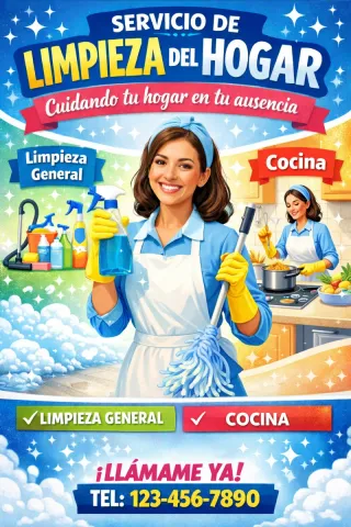 Limpieza del hogar, cocina, plancha, mascotas..