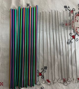 12 Pajitas Metálicas Arcoíris