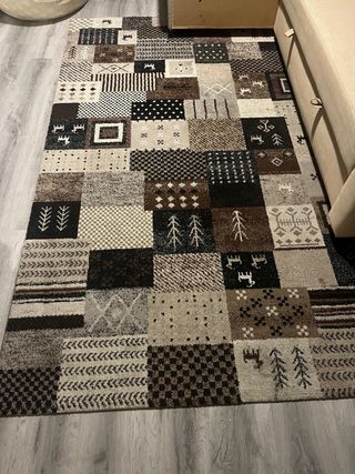 Alfombra Patchwork Lana Beige y Marrón