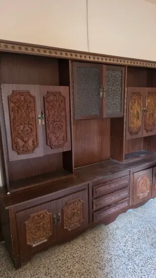 Mueble Comedor Vintage Madera y Cristal