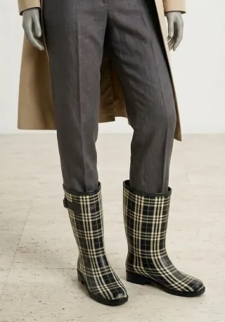 Stivali Burberry a quadri beige e neri