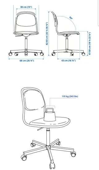 Silla de escritorio Ikea gris y blanca