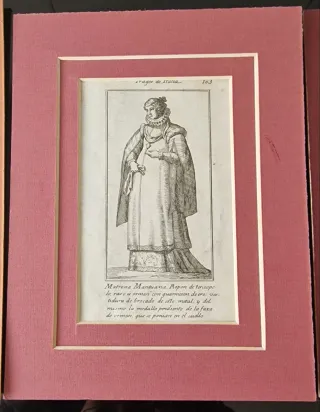 3 litografie di incisioni del XVIII secolo con passepartout