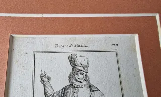 3 litografie di incisioni del XVIII secolo con passepartout