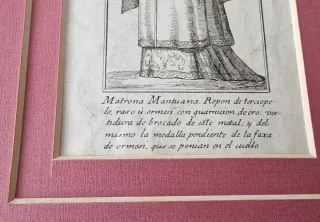 3 litografie di incisioni del XVIII secolo con passepartout